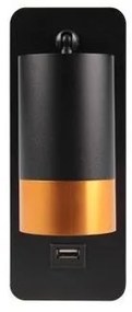 Faretto da parete con caricatore USB 1xGU10/35W/230V nero/rame