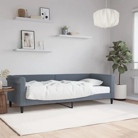 Divano Letto Con Materasso Grigio Scuro 80x200 Cm İn Velluto /