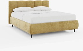 ARKAM letto imbottito con vano contenitore e testiera a lavorazione verticale - design shabby chic in tessuto certificato Oeko-Tex®