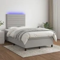 Letto a Molle Materasso e LED Grigio Chiaro 120x200 cm Tessuto 3134941