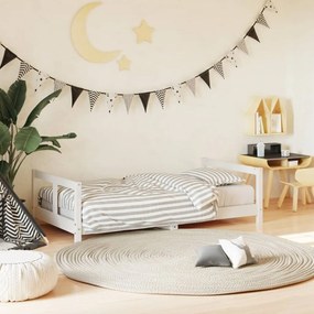 Giroletto Per Bambini Bianco 80x160cm İn Legno Massello Di Pino /