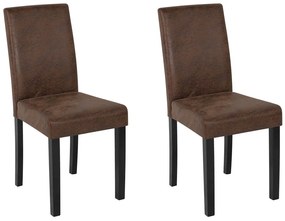 Set di 2 sedie pelle sintetica marrone dorato e legno scuro BROADWAY Beliani