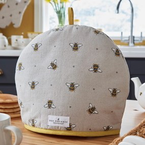 Coperchio per teiera in cotone beige e giallo con Bumble Bee - Cooksmart ®