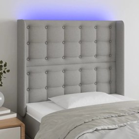 Testiera A Led Grigio Chiaro 93x16x118/128 Cm İn Tessuto /