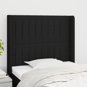 Testiera Ad Orecchio Nera 83x16x118/128 Cm İn Tessuto /