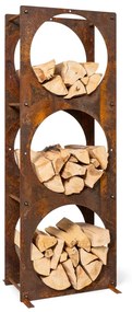 blumfeldt Trio Circulo, legnaia, 55 x 160 x 30 cm, acciaio da 3 mm, scaffale, color ruggine