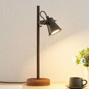 Lindby Grandesa lampada da tavolo con base legno