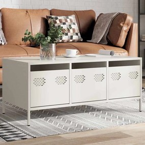 Tavolino Bianco 101,5x50x43,5 Cm İn Acciaio Laminato A Freddo /