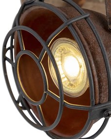 Faretto industriale orientabile ruggine con legno - Gina