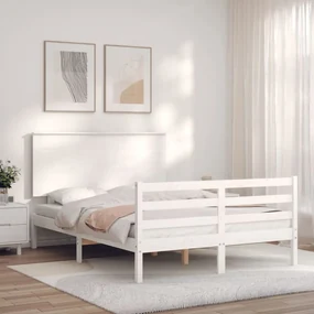 Giroletto con testiera bianco 140x190 cm in legno massello
