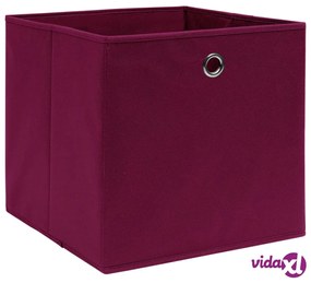 vidaXL Contenitori 10 pz in Tessuto non Tessuto 28x28x28cm Rosso Scuro