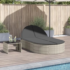Lettino Prendisole Doppio Con Cuscini Grigio Chiaro Polyrattan /