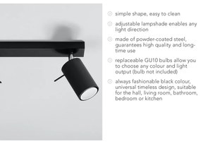 Faretto nero 8x30 cm Etna – Sollux