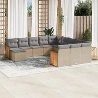 Set Divani da Giardino 12 pz con Cuscini Beige in Polyrattancod mxl 112164