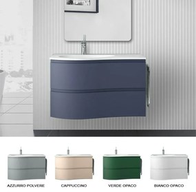 Mobile bagno sospeso 90 cm Melody blu navy con vasca a sinistra
