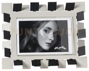 Portafoto di design vertigo piccolo orizzontale avorio/nero in ferr...