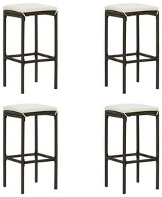 Sgabelli Da Bar Con Cuscini 4 Pz Marroni İn Polyrattan /