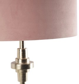 Lampada da tavolo Art Déco con paralume in velluto oro rosa 50 cm - Diverso