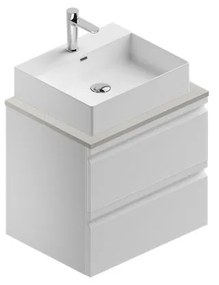 Mobile da bagno sotto lavabo Pull bianco laccato opaco L 60 x H 56 x P 46 cm 2 cassetti, lavabo non incluso