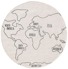 Lytte Tappeto bambino World Map Bianco & Nero 115 cm rotondo - Tappeto design moderno soggiorno