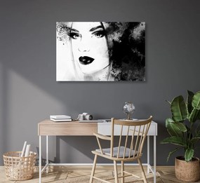 Quadro su tela – Ritratto femminile di moda in bianco e nero