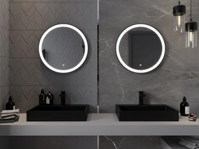 Mexen Esso specchio da bagno illuminato, rotondo 60 cm, LED 6000K, antiappannamento, cornice nera - 9825-060-060-611-70