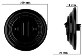 Bohemia-Design - Interruttore retrò semplice in porcellana con cornice n. 6, nero