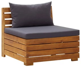 Divano centrale modulare 1 pz con cuscini legno massello acacia