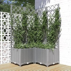 Fioriera da Giardino con Graticcio Grigio Chiaro 80x80x136cm PP