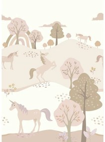 Fotomurale Unicorni, beige, rosa
