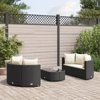 Set Divani da Giardino 5 pz con Cuscini in Polyrattan Nero 3308440