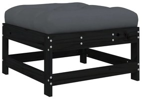 Set Divani da Giardino 10 pz con Cuscini Legno Massello Nero