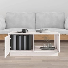 Tavolino da salotto bianco 80x50x35,5 cm legno massello di pino