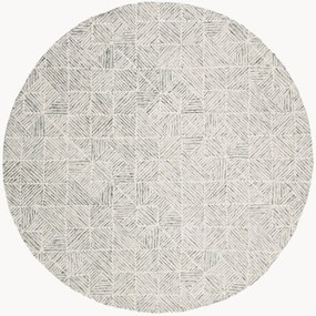 Tappeto rotondo in lana a pelo basso tuftato a mano Azure