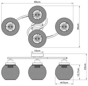Globo 15663-4D - Lampadario da parete PABLO 4xE27/60W/230V