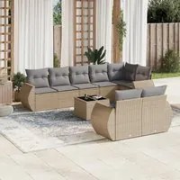 Set Divano da Giardino 9 pz con Cuscini Beige in Polyrattan 3253966