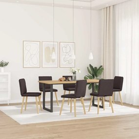 Sedie Da Pranzo 6 Pz Marrone Scuro İn Tessuto /