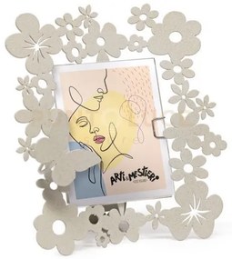 Porta foto daisy avorio in ferro 14x16cmh(9,5x12,5formatofoto)