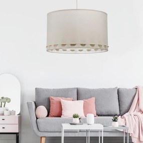 Lampadario Natura Pittore bianco paralume beige e crema e grezzo E27 Ø38cm