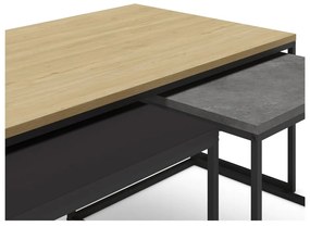 set di 3 tavolini in colore grigio-naturale 60x110 cm Camelia - Marckeric