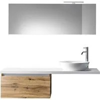 Mobile bagno composizione 6 pezzi L.142 P.46 H.190 cm AURORA colore rovere miele