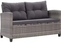 Divano da Giardino 2 Posti con Cuscini Grigio 124 cm Polyrattan 46154