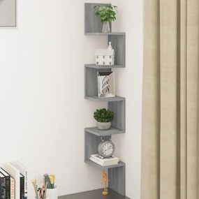 Mensola Angolare Grigio Sonoma 20x20x127,5 Cm Legno Multistrato /