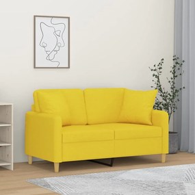 Divano A 2 Posti Con Cuscini Giallo Chiaro 120 Cm İn Tessuto /