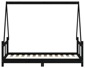 Giroletto per bambini nero 80x160 cm in legno massello di pino