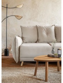 Divano letto angolare in velluto a coste beige (angolo destro) Lazy Lukka - Miuform