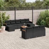 Set Divani da Giardino 11 pz con Cuscini in Polyrattan Nero 3258821