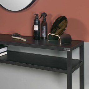 Tavolo consolle nero con piano in rovere massiccio 30x120 cm Daniël – Spinder Design
