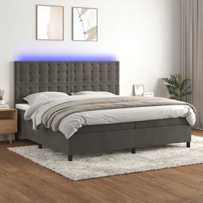 Letto A Molle Con Materasso E Led Grigio Scuro 200x200 Cm /