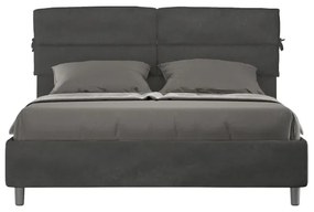 Letto matrimoniale e rete 160x190 in microfibra grigio Nandy